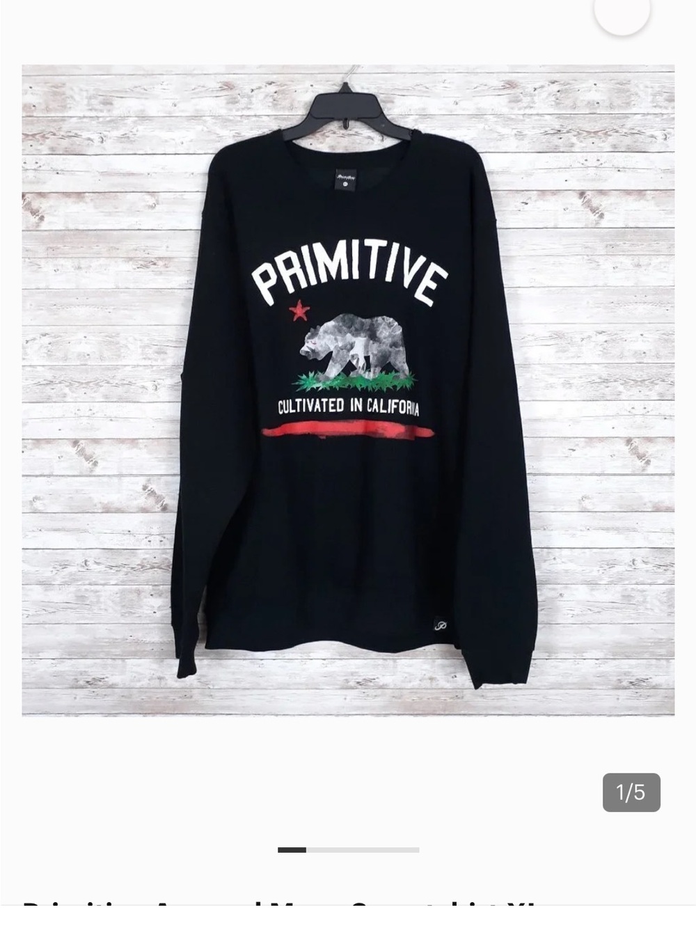 Primitive Black Crewneck with California Bear Graphic size xxl